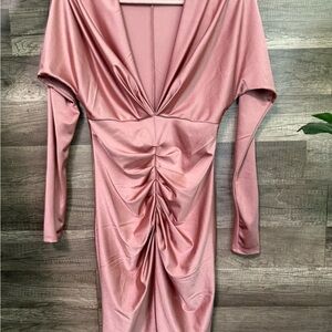 Elegant Pink Ruched Dress